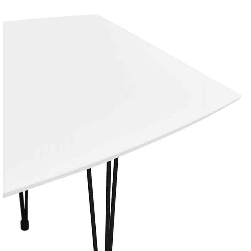 Mesa de comedor de madera extensible y pies de metal negro (170/270cmx100cm) JUANA (blanco mate) - image 48982