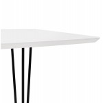 Mesa de comedor de madera extensible y pies de metal negro (170/270cmx100cm) JUANA (blanco mate)