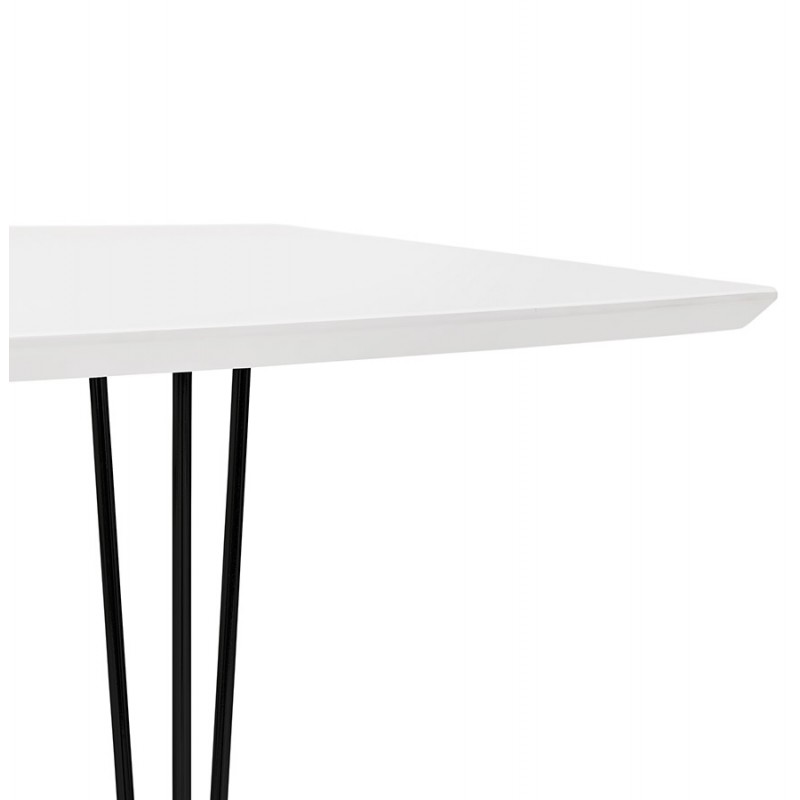 Mesa de comedor de madera extensible y pies de metal negro (170/270cmx100cm) JUANA (blanco mate) - image 48983
