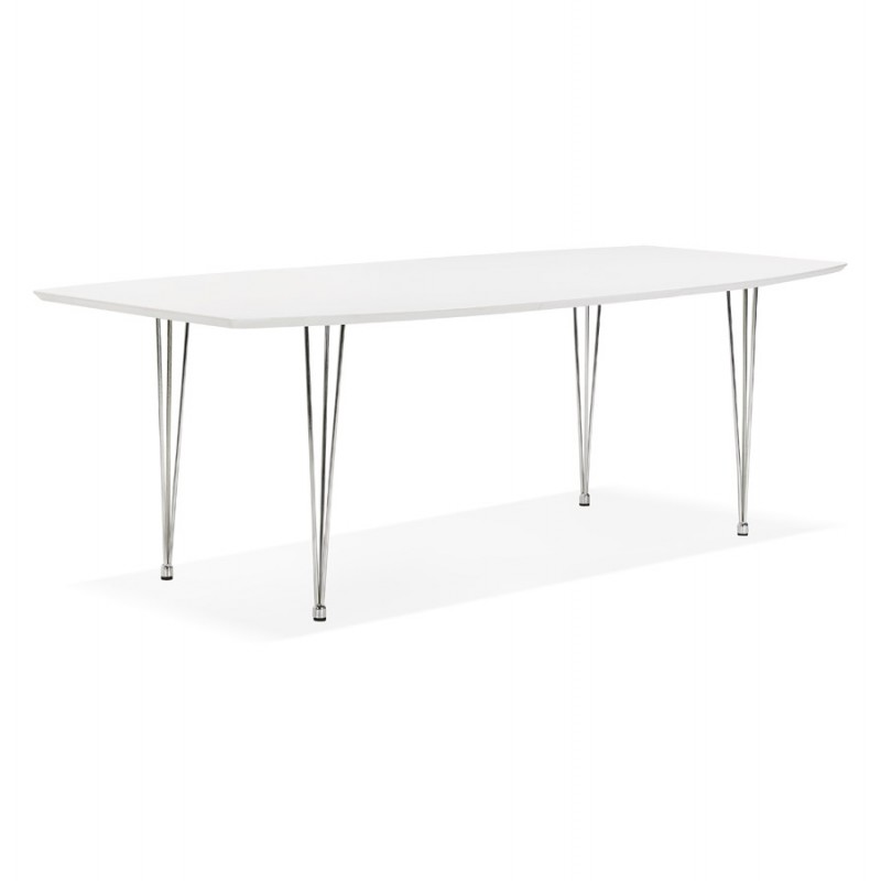 Tavolo da pranzo in legno estensibile e piedi cromati (170/270cmx100cm) JUANA (bianco opaco) - image 48992