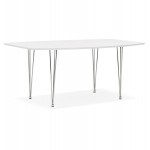Tavolo da pranzo in legno estensibile e piedi cromati (170/270cmx100cm) JUANA (bianco opaco)