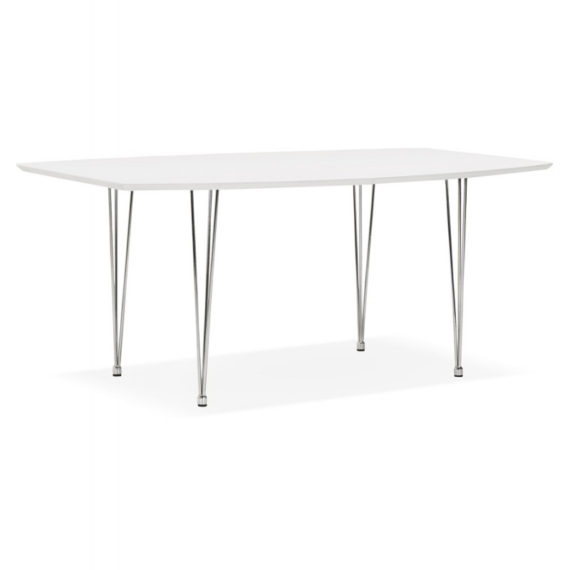 Tavolo da pranzo in legno estensibile e piedi cromati (170/270cmx100cm) JUANA (bianco opaco) - image 48993