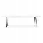 Extendable wooden dining table and black feet (170/270cmx100cm) LOANA (white laqué)