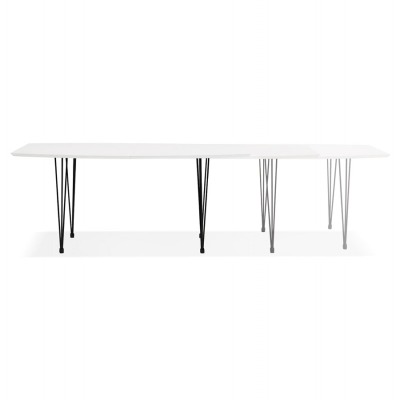 Extendable wooden dining table and black feet (170/270cmx100cm) LOANA (white laqué) - image 49010