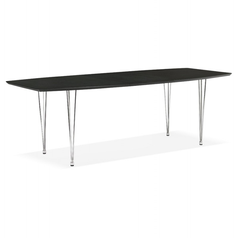 Extendable wooden dining table and chrome feet (170/270cmx100cm) RINBO (black) - image 49015