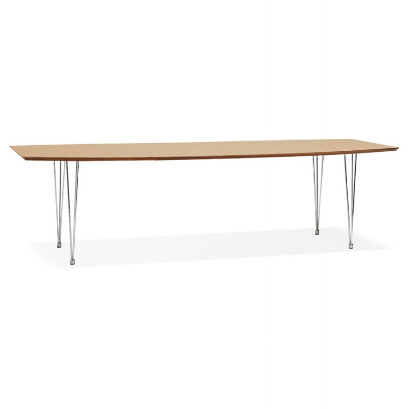 Extendable wooden dining table and chrome feet (170/270cmx100cm) RINBO (natural finish) - image 49035