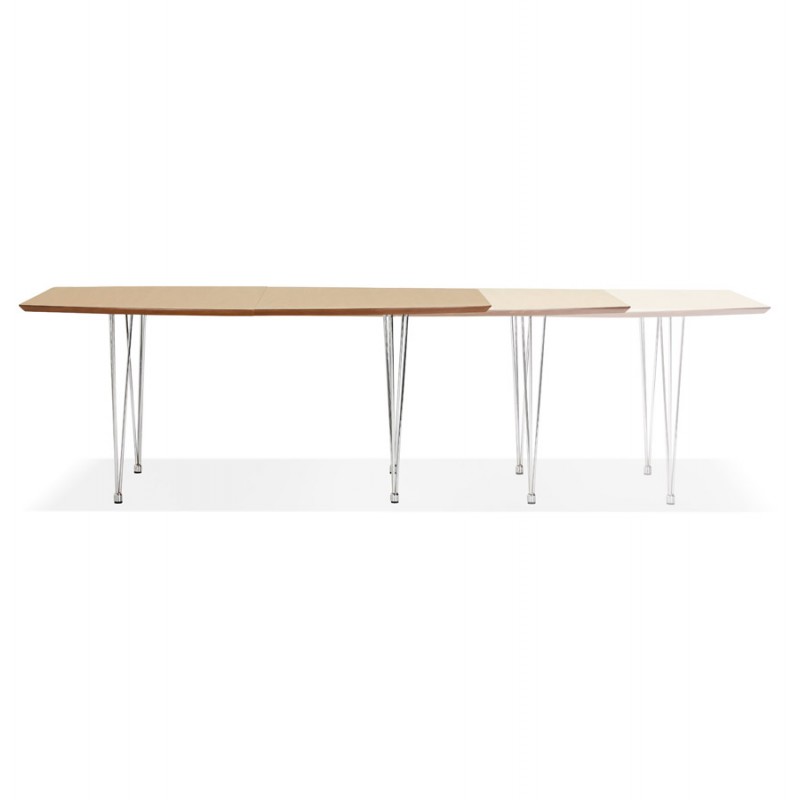 Extendable wooden dining table and chrome feet (170/270cmx100cm) RINBO (natural finish) - image 49046