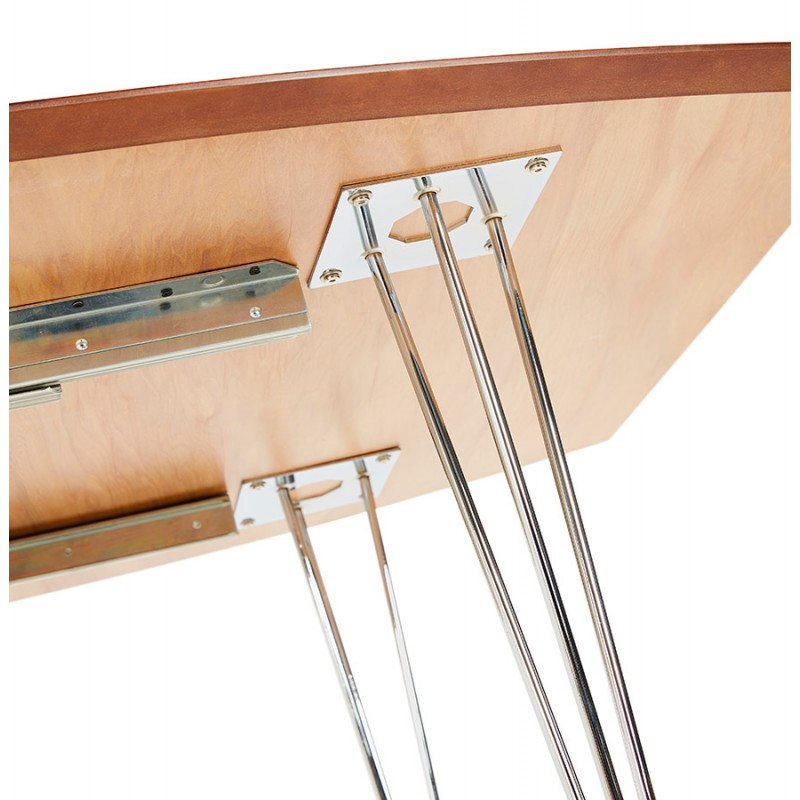 Mesa de comedor de madera extensible y pies cromados (170/270cmx100cm) RINBO (acabado natural) - image 49051