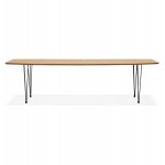 Extendable wooden dining table and black feet (170/270cmx100cm) LOANA (natural finish)