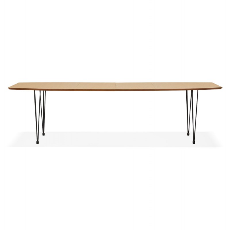 Mesa de comedor de madera extensible y pies negros (170/270cmx100cm) LOANA (acabado natural) - image 49059