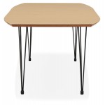 Table à manger extensible en bois et pieds noirs (170/270cmx100cm) LOANA (finition naturelle)