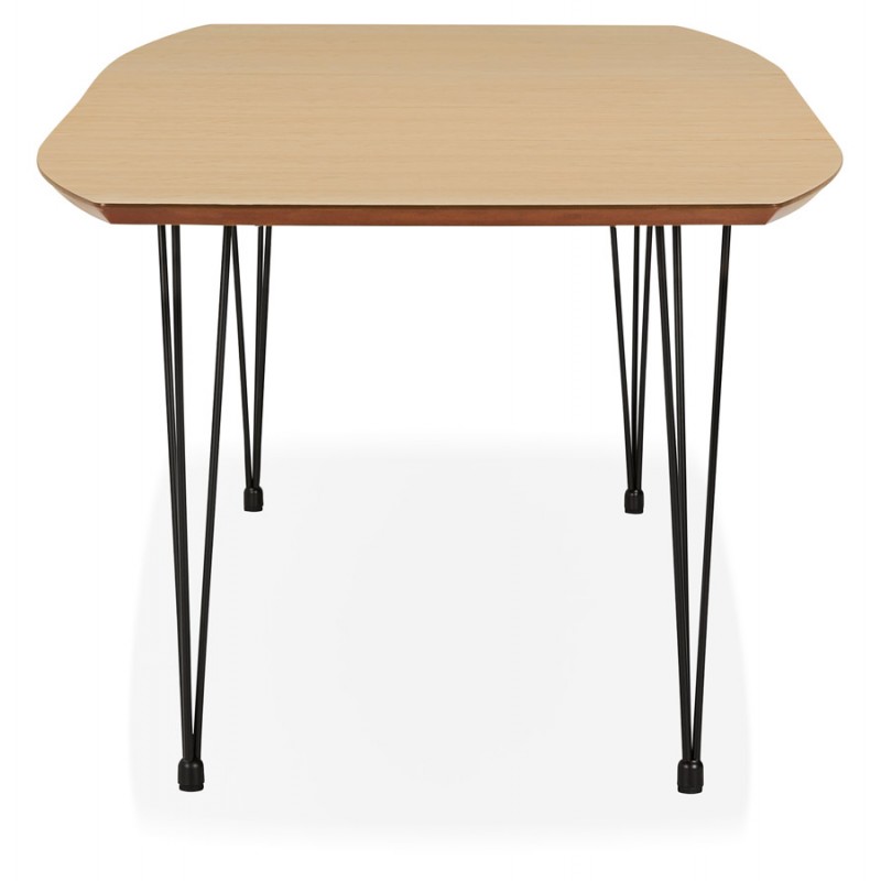 Mesa de comedor de madera extensible y pies negros (170/270cmx100cm) LOANA (acabado natural) - image 49060