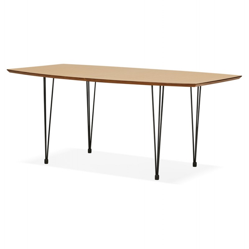 Mesa de comedor de madera extensible y pies negros (170/270cmx100cm) LOANA (acabado natural) - image 49063