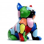 Gatto di scultura decorativa di progettazione statua seduta in resina (multicolor)