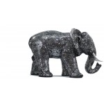 Estatua elefante diseño escultura decorativa en resina (negro, plata)