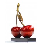 Diseño de la Estatua decorativa escultura resina doble cereza H46 cm (rojo)