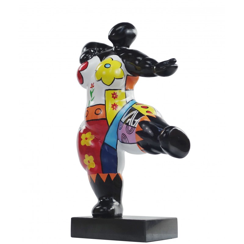 Mujer estatua expresiva diseño escultura decorativa en resina H54 cm (multicolor) - image 49151