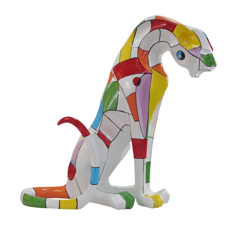 Decorative sculpture design Panther statue in resin H100 cm (multicolor) - image 49182