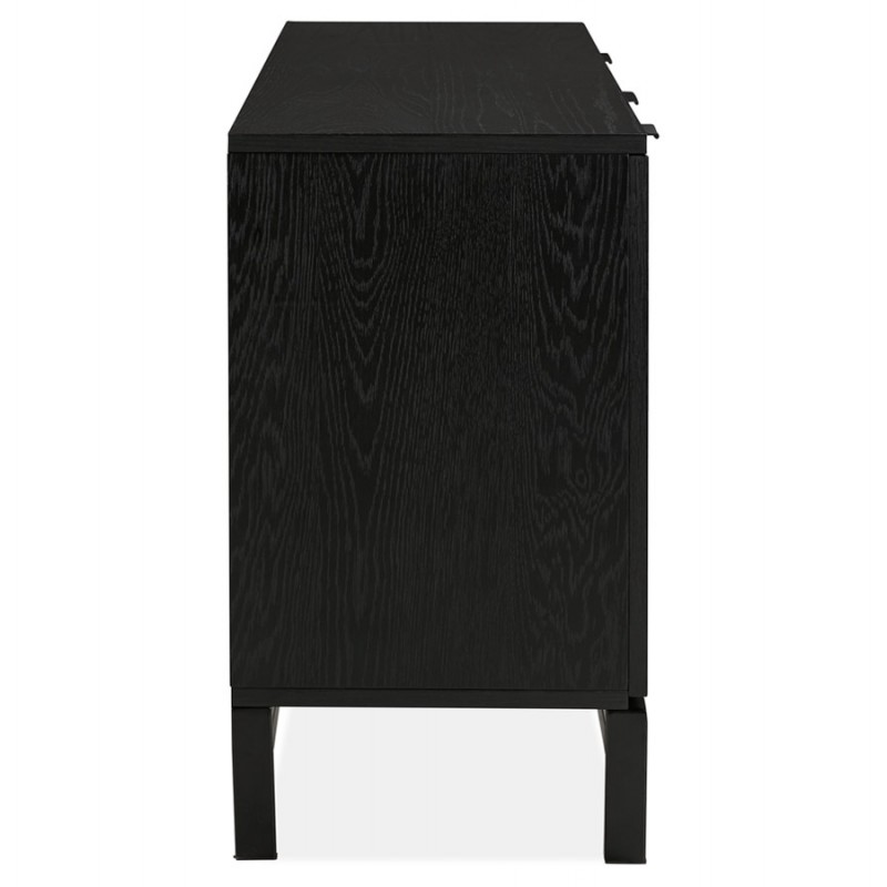 Buffet enfilade design 2 doors 3 drawers oak AGATHE (black) - image 49361