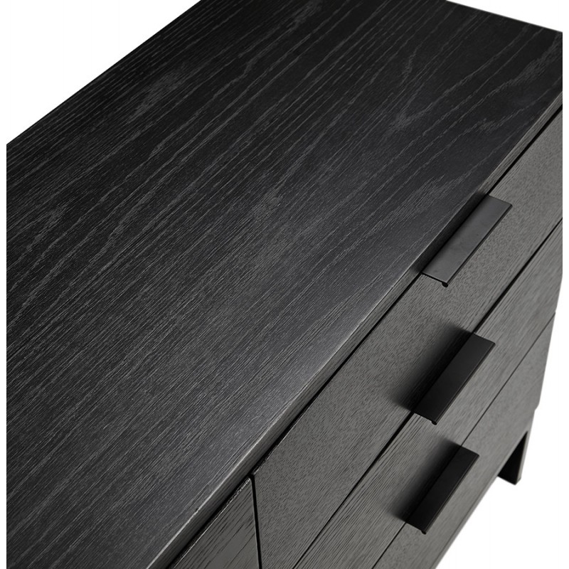 Buffet enfilade design 2 doors 3 drawers oak AGATHE (black) - image 49364