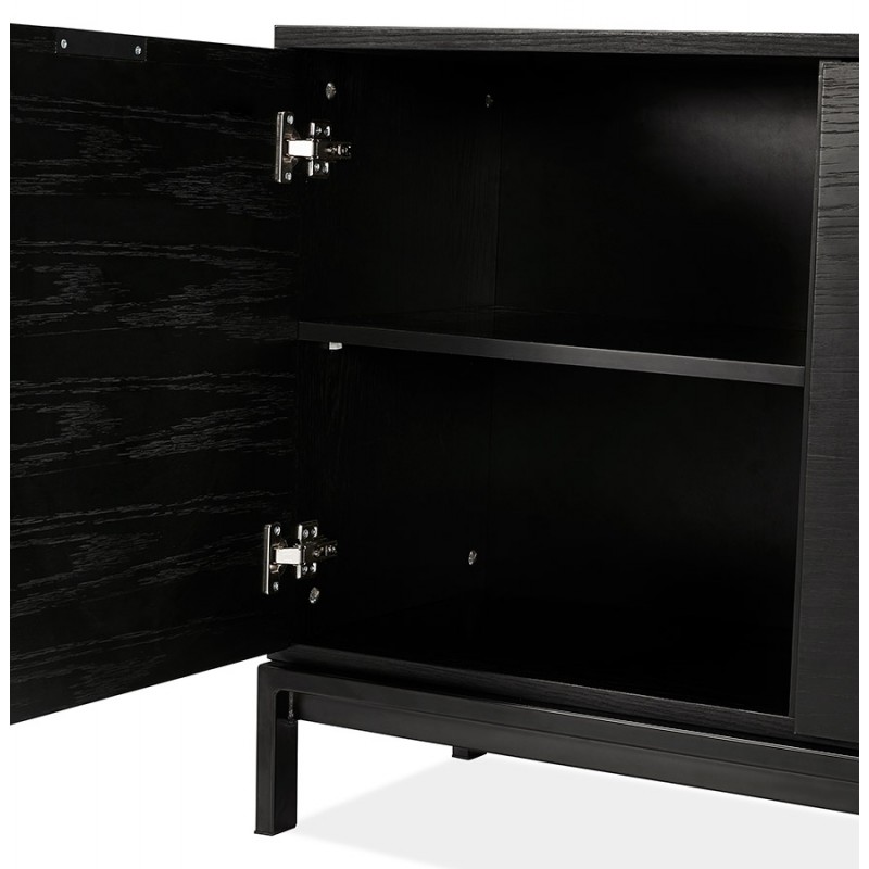 Buffet enfilade design 2 doors 3 drawers oak AGATHE (black) - image 49365