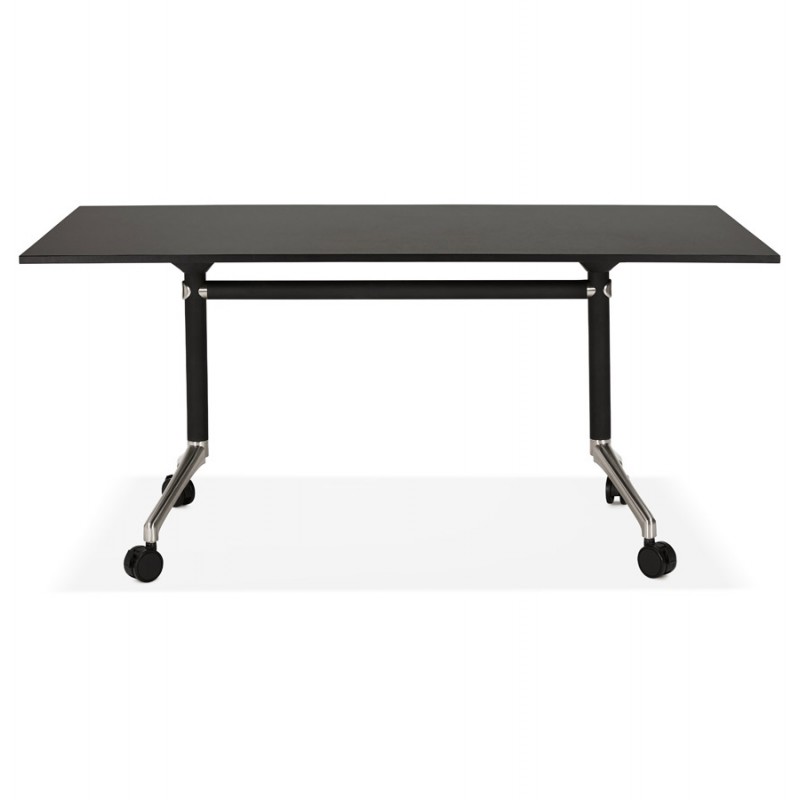 Table pliante sur roulettes en bois pieds noirs SAYA (160x80 cm) (noir) - image 49488