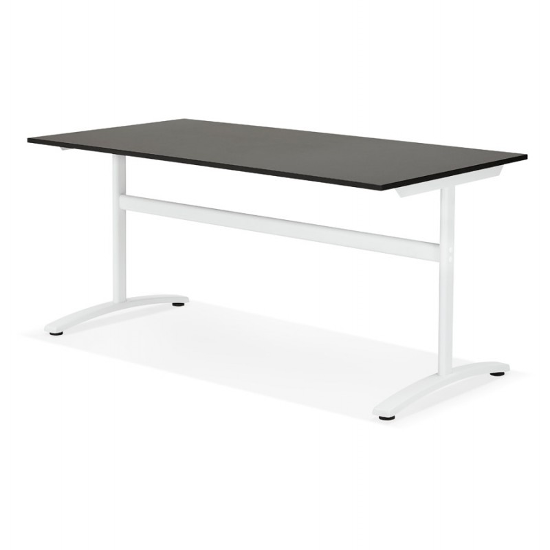 Tisch rechts Holz füße weiß SONA (160x80 cm) (schwarz) - image 49513