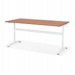 Gerader Schreibtisch aus Holz füße weiß SONA (160x80 cm) (Finnbe finish)