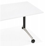 SAYA black-footed wooden wheely table (140x70 cm) (white)