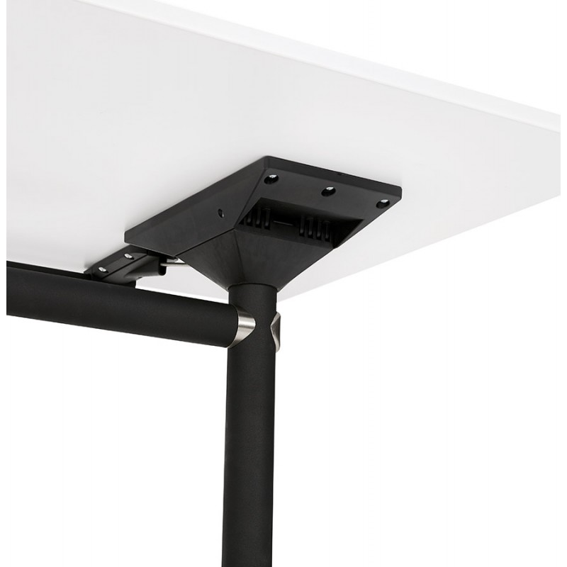 Table pliante sur roulettes en bois pieds noirs SAYA (140x70 cm) (blanc) - image 49548