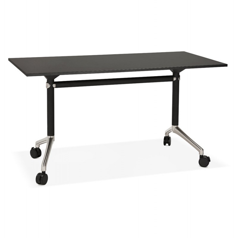 SAYA black-footed wooden wheely table (140x70 cm) (black) - image 49553
