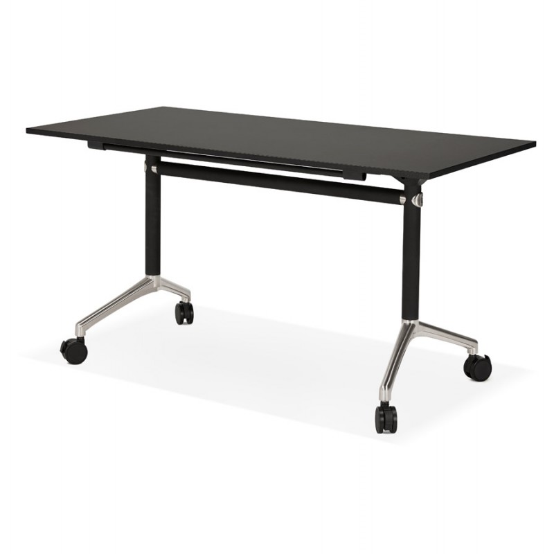 SAYA black-footed wooden wheely table (140x70 cm) (black) - image 49556