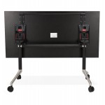 Table pliante sur roulettes en bois pieds noirs SAYA (140x70 cm) (noir)