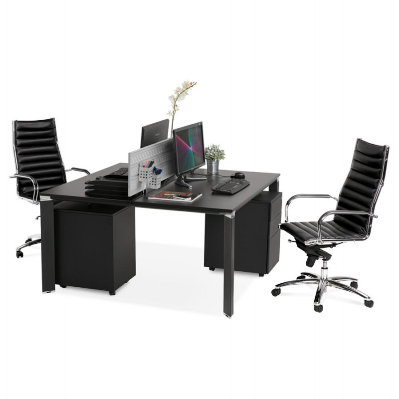 Büro BENCH Tisch moderne Holz-Tisch schwarze Füße RICARDO (160x160 cm) (schwarz) - image 49674