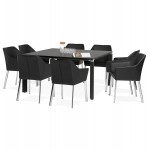 Büro BENCH Tisch moderne Holz-Tisch schwarze Füße RICARDO (160x160 cm) (schwarz)