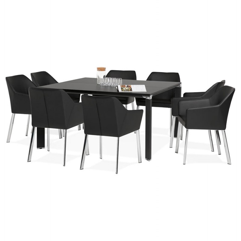 Büro BENCH Tisch moderne Holz-Tisch schwarze Füße RICARDO (160x160 cm) (schwarz) - image 49676