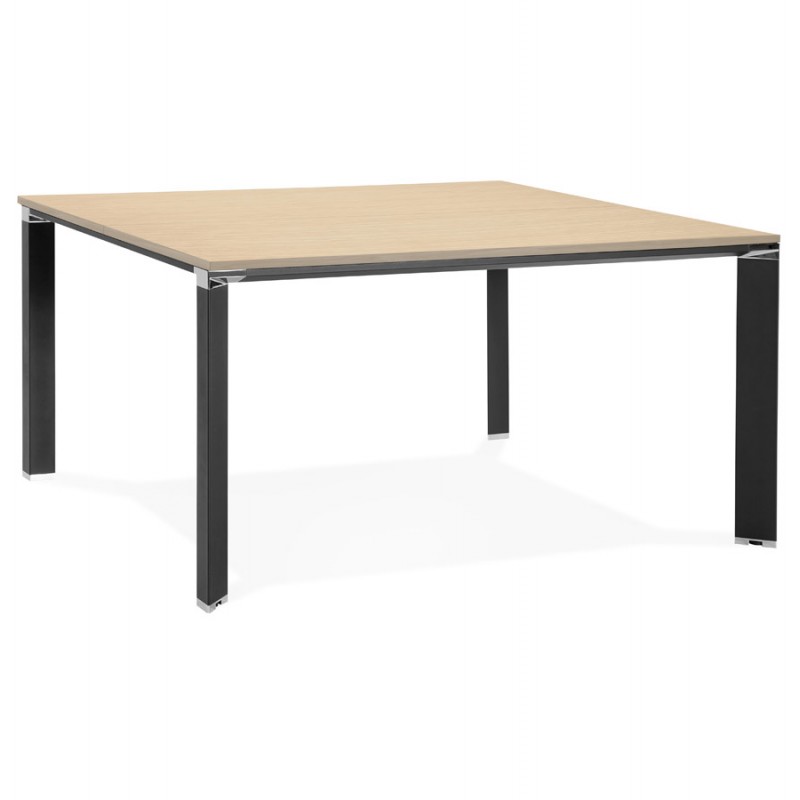 Bureau BENCH table de réunion moderne en bois pieds noirs RICARDO (140x140 cm) (naturel) - image 49687