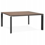 Bureau BENCH table de réunion moderne en bois pieds noirs RICARDO (160x160 cm) (noyer)