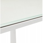 Bureau droit design en verre trempé pieds blancs BOIN (140x70 cm) (blanc)
