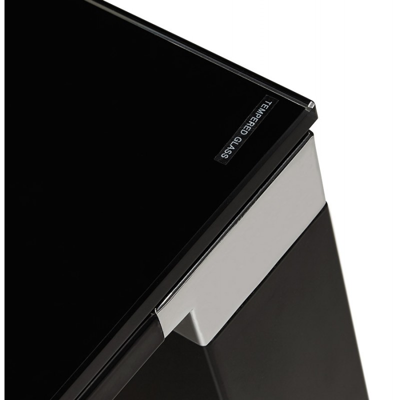 Geraden Design-Schreibtisch aus glas gehärtetem schwarzen Füßen BOIN (140x70 cm) (schwarz) - image 49760