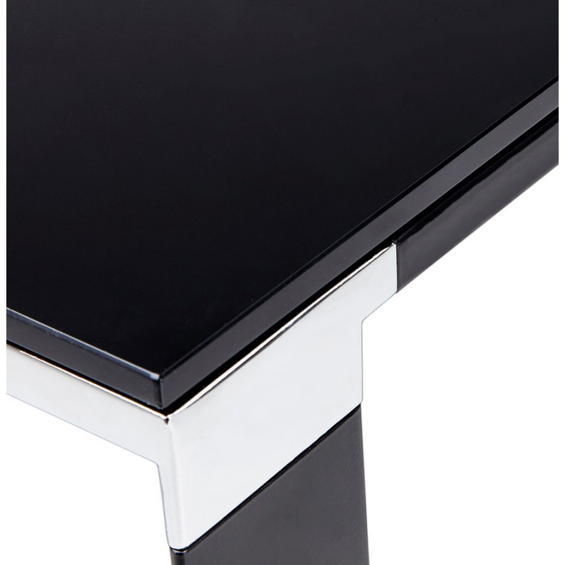 Geraden Design-Schreibtisch aus glas gehärtetem schwarzen Füßen BOIN (140x70 cm) (schwarz) - image 49763