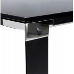 Geraden Design-Schreibtisch aus glas gehärtetem schwarzen Füßen BOIN (140x70 cm) (schwarz)