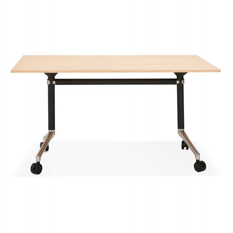 SAYA black-footed wooden wheely table (140x70 cm) (natural finish) - image 49768