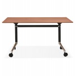 SAYA black-footed wooden wheely table (140x70 cm) (walnut finish)