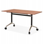 SAYA black-footed wooden wheely table (140x70 cm) (walnut finish)