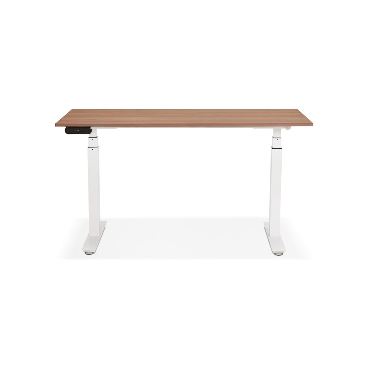 Alterego - Bureau assis debout électrique 'TRONIK' blanc avec plateau en  bois finition Noyer - 140x70 cm - Bureaux - Rue du Commerce