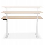 Seated standing electric wooden white feet KESSY (160x80 cm) (natural finish)