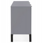 Buffet enfilade design 2 porte 3 cassetti in legno AGATHE (grigio)