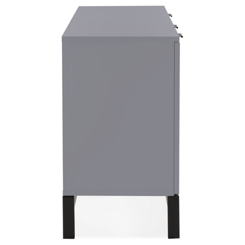 Buffet enfilade design 2 porte 3 cassetti in legno AGATHE (grigio) - image 49980