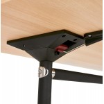Table pliante sur roulettes en bois pieds noirs SAYA (160x80 cm) (finition naturelle)